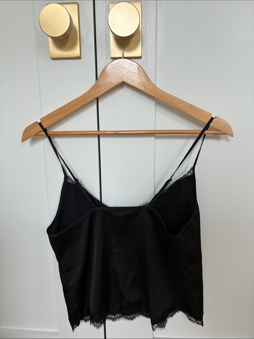 Etam Black Lace-Edge Satin Camisole - Picture 3 of 3